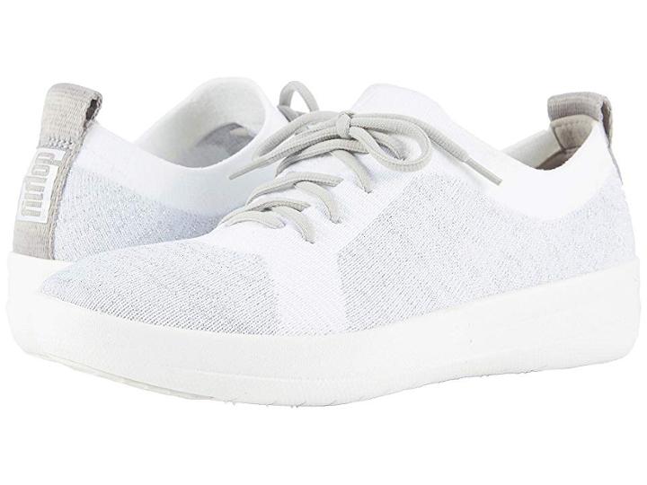 Fitflop F-sporty Uberknit Sneakers (metallic Silver/urban White) Women's Lace Up Casual Shoes