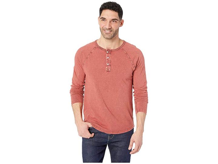 Lucky Brand Long Sleeve Henley Tee (cowhide) Men's T Shirt