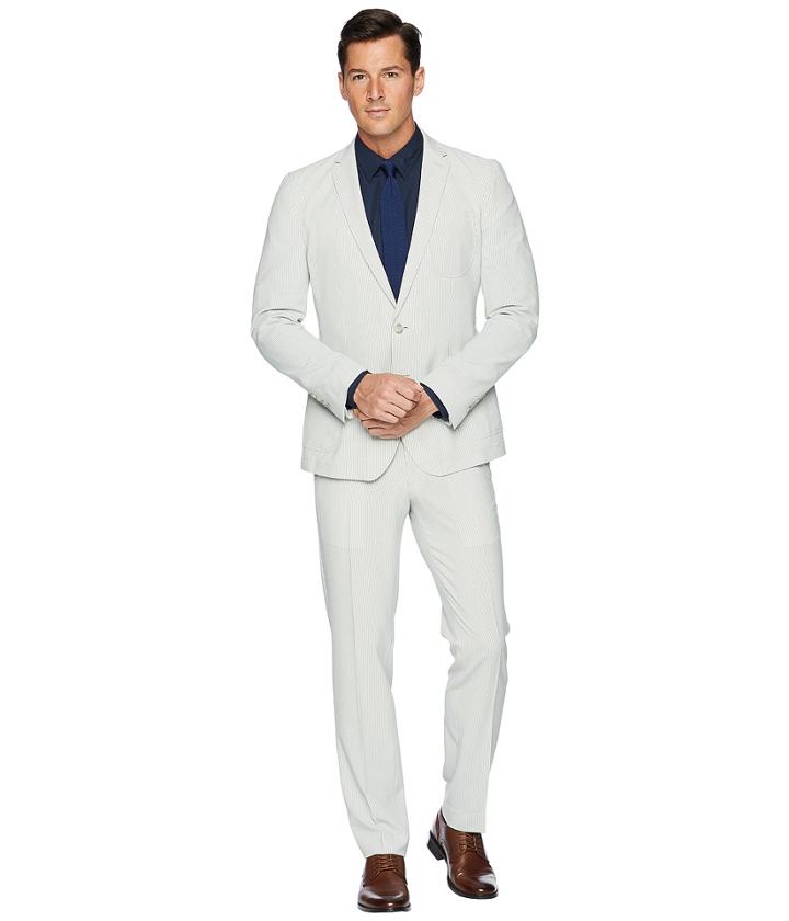 Nick Graham Seersucker 32 Finished Bottom Suit (grey Stripe) Men's Suits Sets