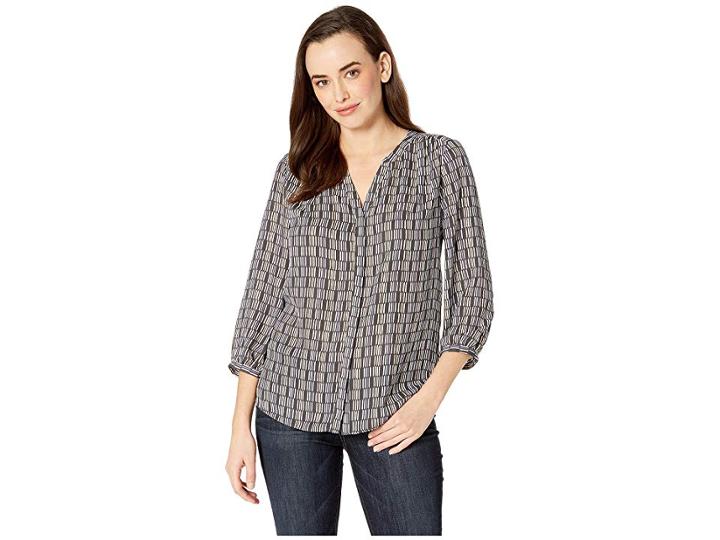 Nydj Blouse W/ Pleated Back (highwire Vintage Pewter) Women's Blouse