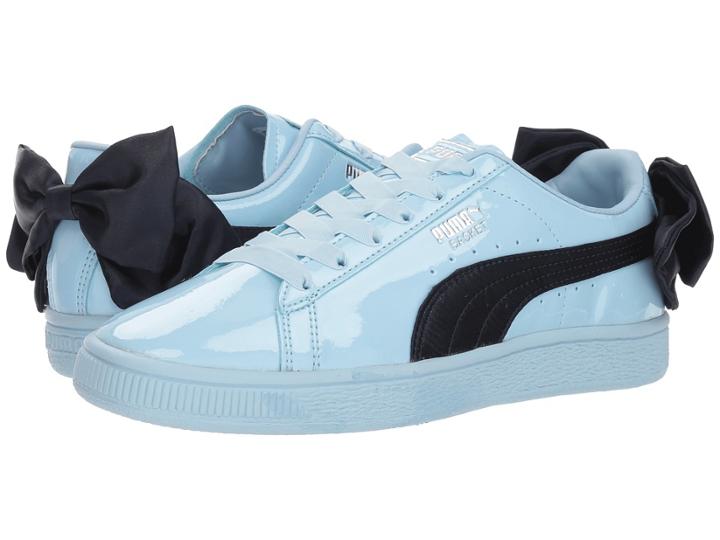 Puma Kids Basket Bow Patent (big Kid) (cerulean/peacoat) Girl's Shoes
