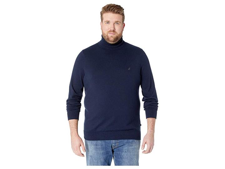 Nautica Big & Tall Big Tall Jersey Turtleneck (navy) Men's Clothing