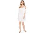 Michael Michael Kors Solids Cold Shouder Ruffle Cover-up W/ Studs (white) Women's Swimwear