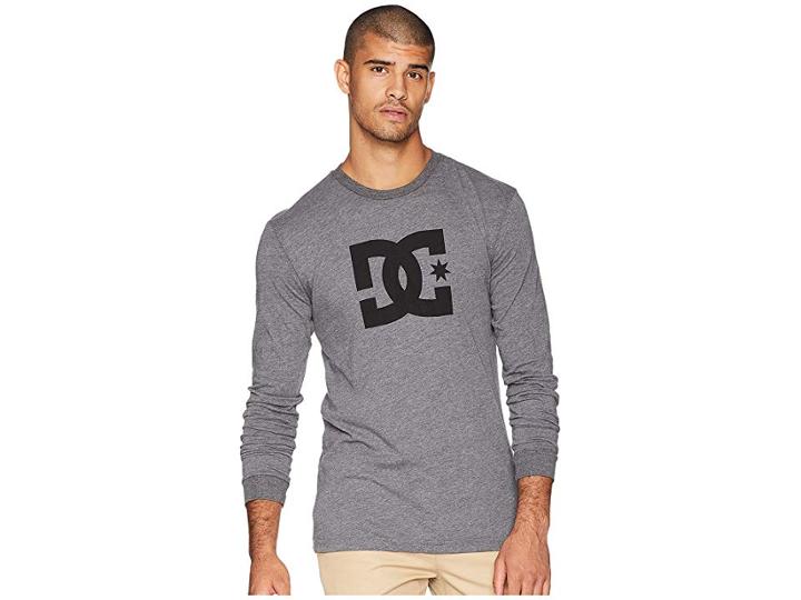 Dc Star Long Sleeve Tee (grey Heather) Men's T Shirt