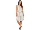 Dylan By True Grit Elsa Stripe Sleeveless Tie Dress (white/sage) Women's Dress