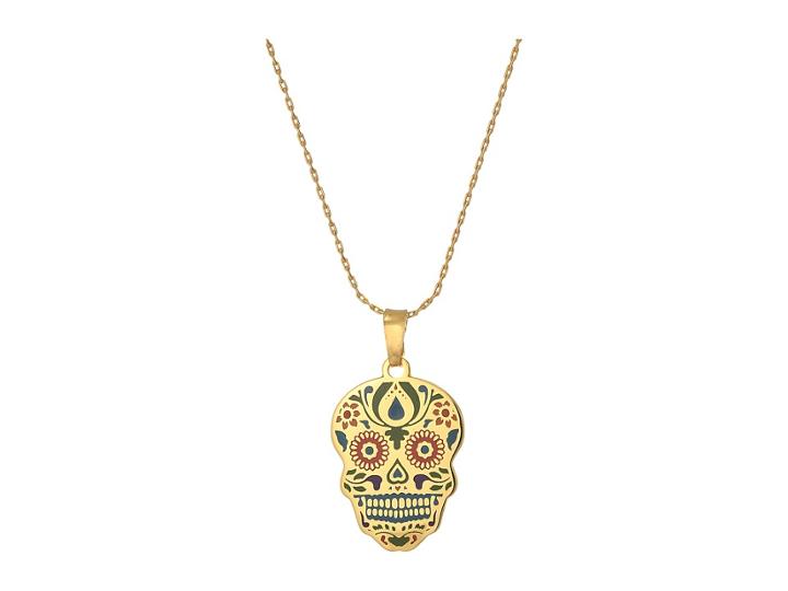 Alex And Ani Color Infusion Calavera 32 Expandable Necklace (shiny Gold) Necklace