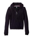 U.s. Polo Assn. Kids Zip Front Cable Knit Sweater (little Kids) (navy) Girl's Sweater