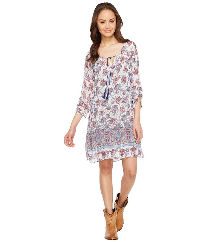Stetson 0937 Praire Paisley Border Print Chiffon (white) Women's Clothing