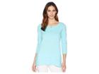Mod-o-doc Heavier Slub Jersey 3/4 Sleeve Henley With Crochet Lace Back (pacific) Women's Clothing