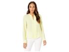 Calvin Klein Pleated Center Front Long Sleeve Woven Top (zest) Women's Clothing