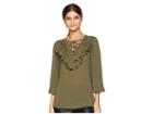 Romeo & Juliet Couture Ruffle Tie-up Detail Blouse (olive) Women's Blouse