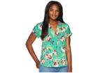 Lauren Ralph Lauren Floral-print Crepe V-neck Top (multi) Women's Clothing