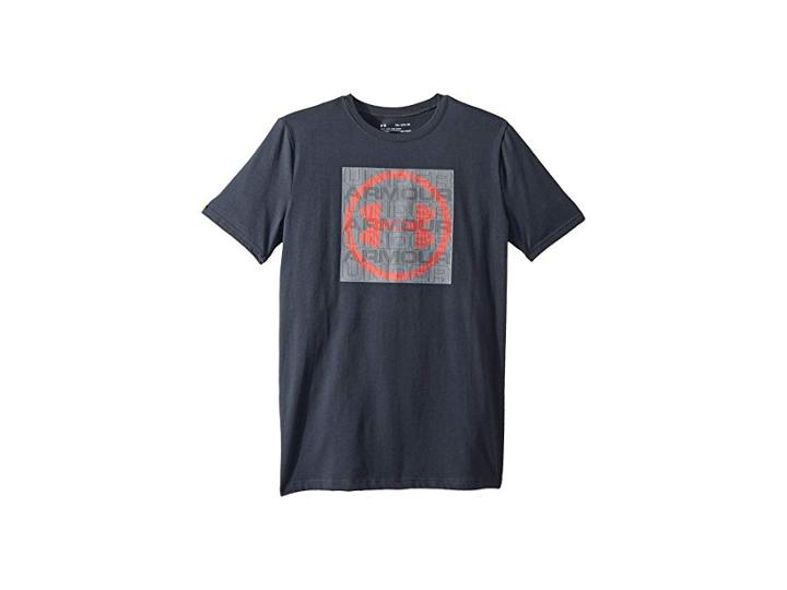 Under Armour Kids Visualogo Short Sleeve Tee (big Kids) (stealth Gray/green Typhoon/neon Coral) Boy's T Shirt
