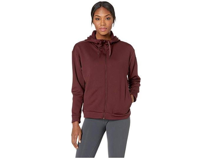 Nike Therma All Time Full Zip Hoodie (burgundy Crush/white) Women's Sweatshirt