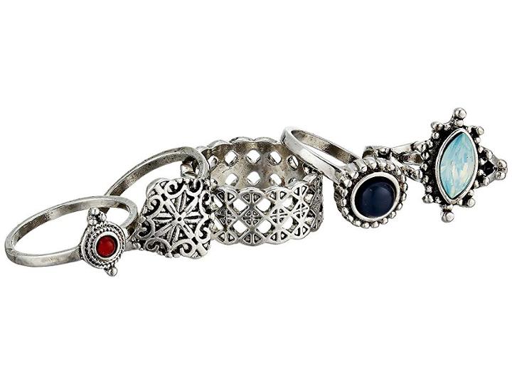 Guess Five-piece Stack Filigree Ring Set (silver) Ring