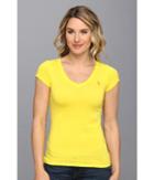 U.s. Polo Assn. Solid V-neck Tee (laser Yellow) Women's Short Sleeve Pullover