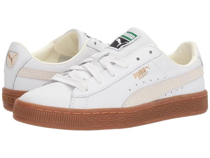Puma Kids Basket Classic Gum Deluxe (big Kid) (puma White/puma White) Kids Shoes