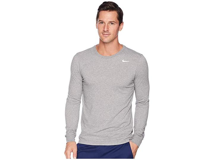 Nike Dry Training Long Sleeve T-shirt (carbon Heather/carbon Heather/white) Men's T Shirt