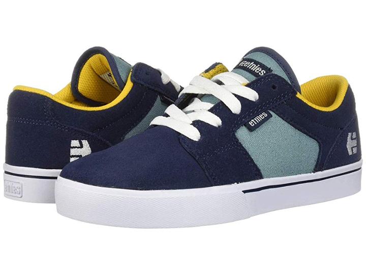 Etnies Kids Barge Ls (toddler/little Kid/big Kid) (navy/blue/gold) Boys Shoes