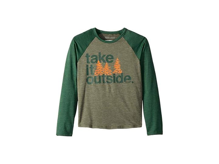 Columbia Kids Outdoor Elementstm Long Sleeve Shirt (little Kids/big Kids) (cypress Heather/forest Heather) Boy's Long Sleeve Pullover