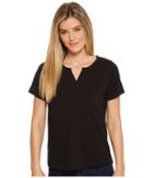 Woolrich First Forks Knit Split Neck S/s Tee Ii (black) Women's T Shirt