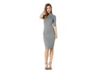 Unique Vintage 1960s Retro Knit 1/2 Sleeve Cassidy Wiggle Dress (grey) Women's Dress