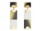 Tory Burch Resin Color Block Drop Earrings (new Ivory/horn/tory Gold) Earring
