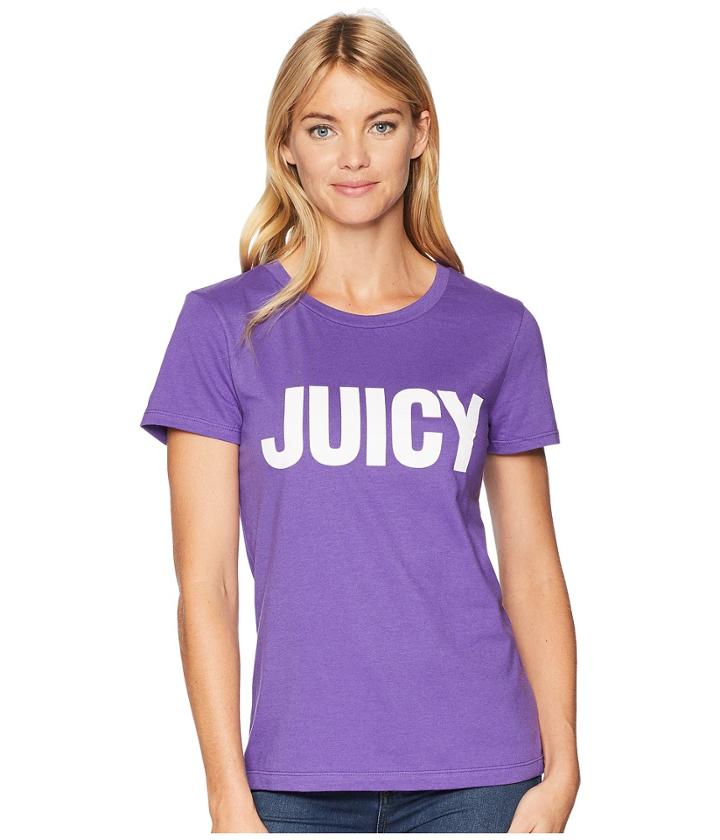 Juicy Couture Track Juicy Gothic Studs Short Sleeve Tee (royal Purple) Women's T Shirt