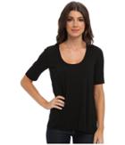 Three Dots 1/2 Sleeve Relaxed High Low Tee (black) Women's Short Sleeve Pullover