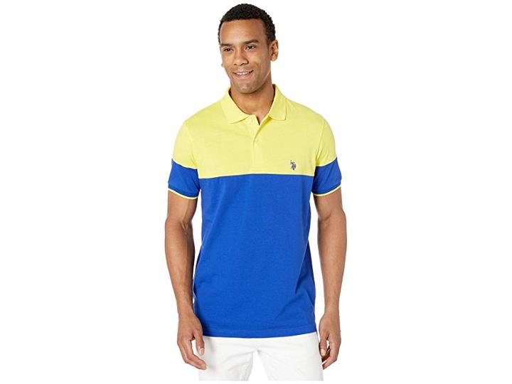 U.s. Polo Assn. Color Block Jersey Polo (laser Yellow) Men's Clothing