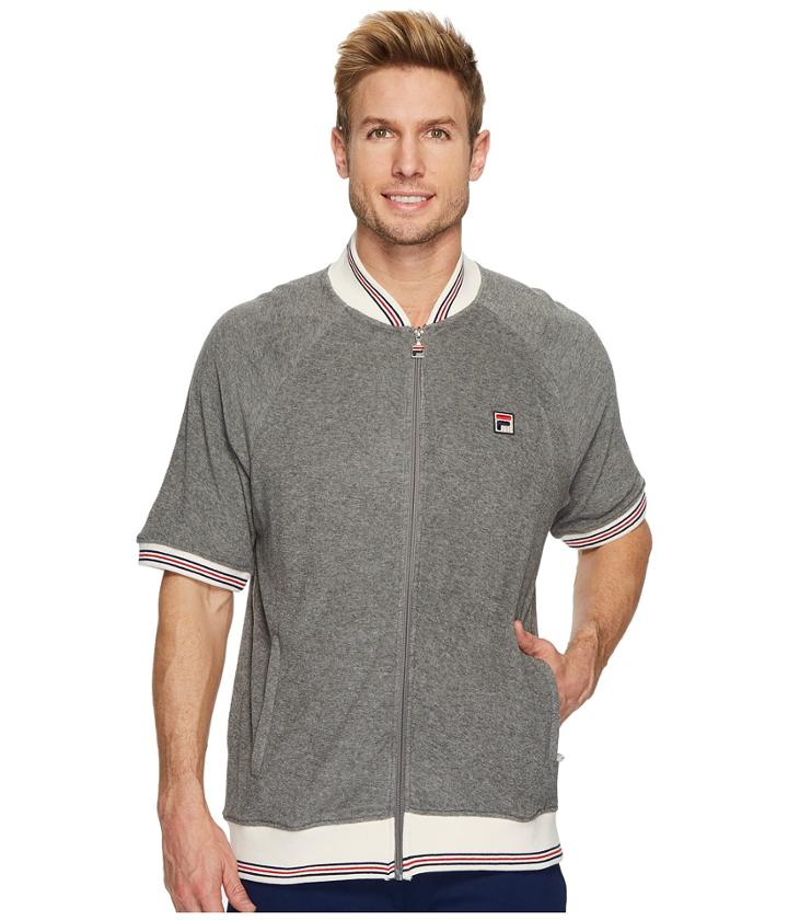Fila Bronx Jacket (varsity Heather Gray/gardenia/fila Navy) Men's Coat