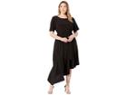 Adrianna Papell Plus Size Jersey Asymmetrical Ruffle Dress (black) Women's Dress