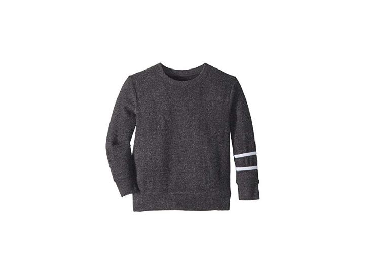 Chaser Kids Soft Love Knit Pullover Sweater With Stripes (toddler/little Kids) (black/white) Boy's Sweater