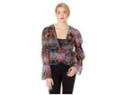 Bcbgeneration Bubble Sleeve Wrap Top (faded Blue Combo) Women's Clothing