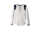 7 For All Mankind Kids Space Dyed Jersey Long Sleeve Henley Pullover (big Kids) (heather Grey) Boy's Long Sleeve Pullover