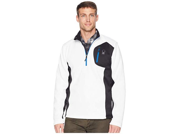 Spyder Bandit 1/2 Zip Stryke Jacket (white/black/turkish Sea) Men's Coat