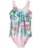 Seafolly Kids Hawaiian Rose Tie Back Tank One-piece (infant/toddler/little Kids) (rose Pink) Girl's Swimsuits One Piece