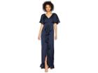 Adrianna Papell Stretch Satin Chiffon Flutter Sleeve Gown (midnight) Women's Dress