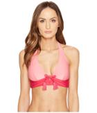 Kate Spade New York Carmel Beach #60 V-wire Halter Bikini Top W/ Removable Soft Cups (tagine Pink) Women's Swimwear