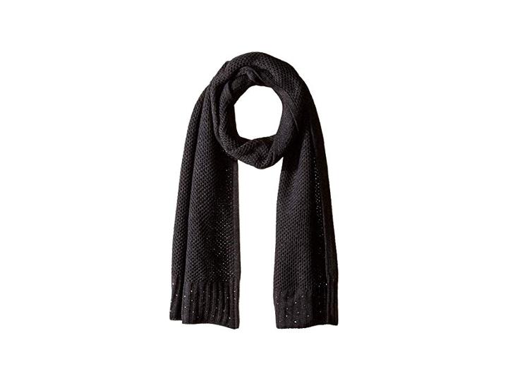 Vince Camuto Rhinestone Rib Scarf (dark Charcoal Melange) Scarves