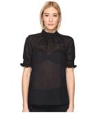 Mcq Fluid Trim Blouse (black) Women's Blouse