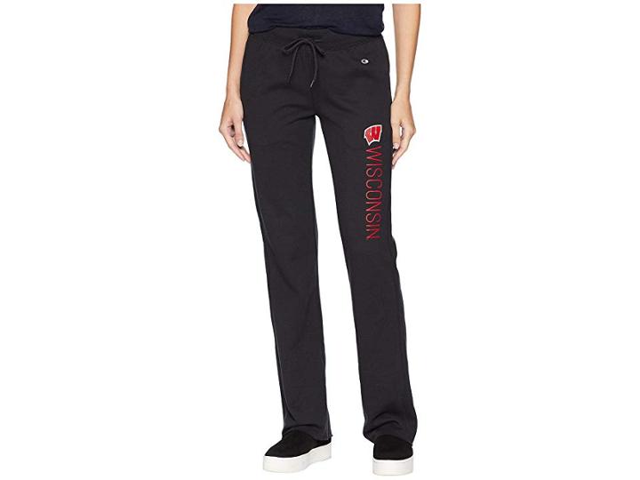 Champion College Wisconsin Badgers University Fleece Open Bottom Pants (black) Women's Casual Pants