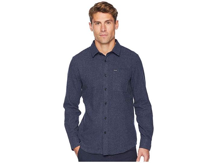 Volcom Caden Solid Long Sleeve (midnight Blue) Men's Clothing