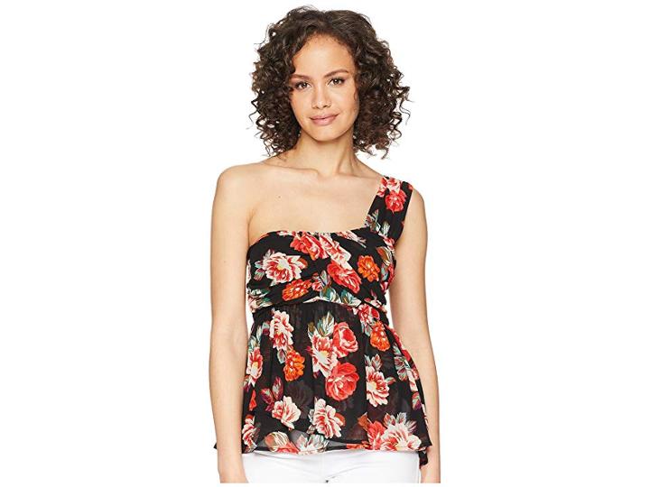Astr The Label Brielle Top (black Multi Floral 1) Women's Clothing