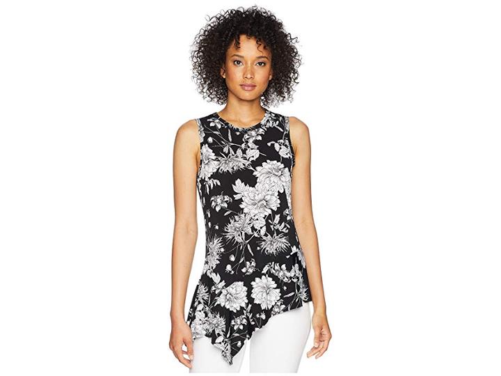 Karen Kane Asymmetric Hem Tank Top (print) Women's Sleeveless