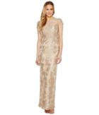 Adrianna Papell Pop Over Embroidered Gown (rose Gold/nude) Women's Dress