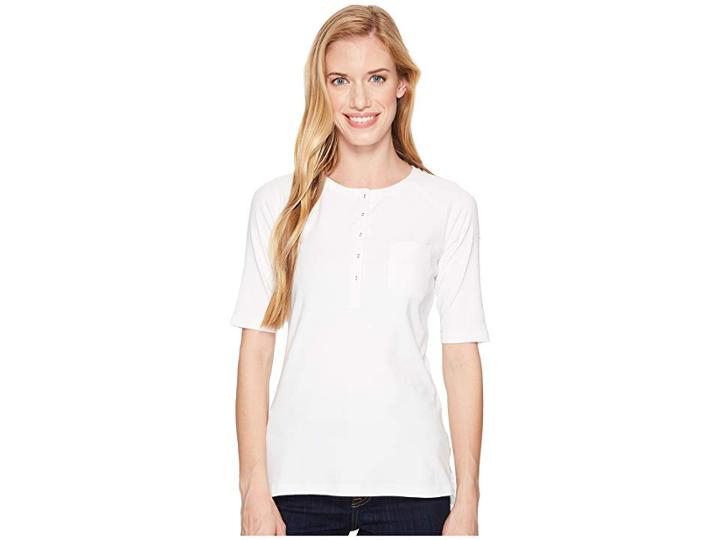Royal Robbins Kickback Henley (white) Women's Short Sleeve Pullover