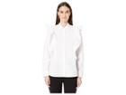 Kate Spade New York Broome Street Poplin Ruffle Shirt (fresh White) Women's Clothing