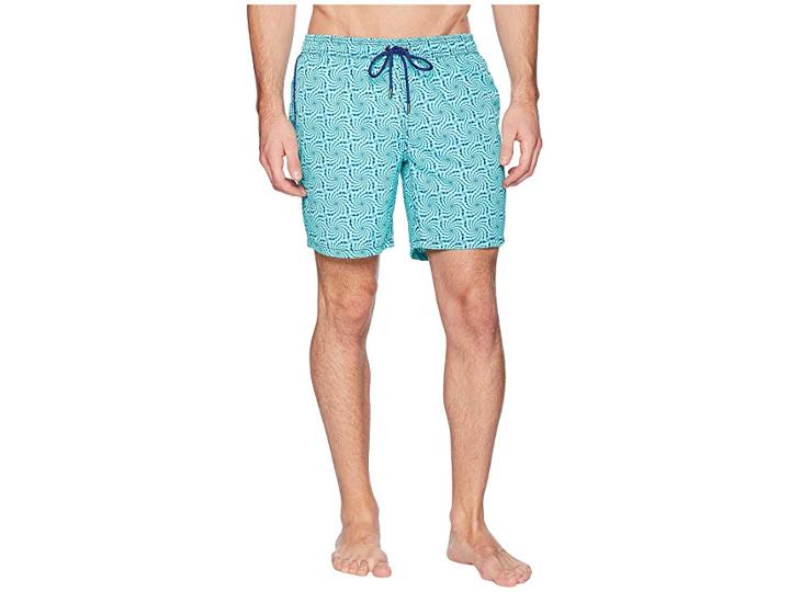Mr. Swim Dizziness Elastic Printed Swim Trunk (aqua) Men's Swimwear