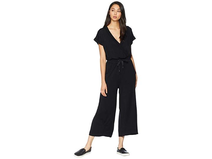 Splendid Super Soft French Terry Cropped Jumpsuit (black) Women's Jumpsuit & Rompers One Piece